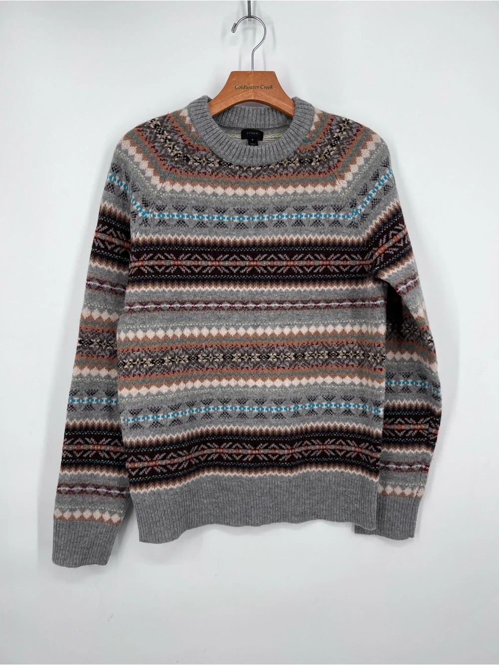 J. Crew Men’s Lambswool Fair Isle Pattern Crewneck Sweater Small